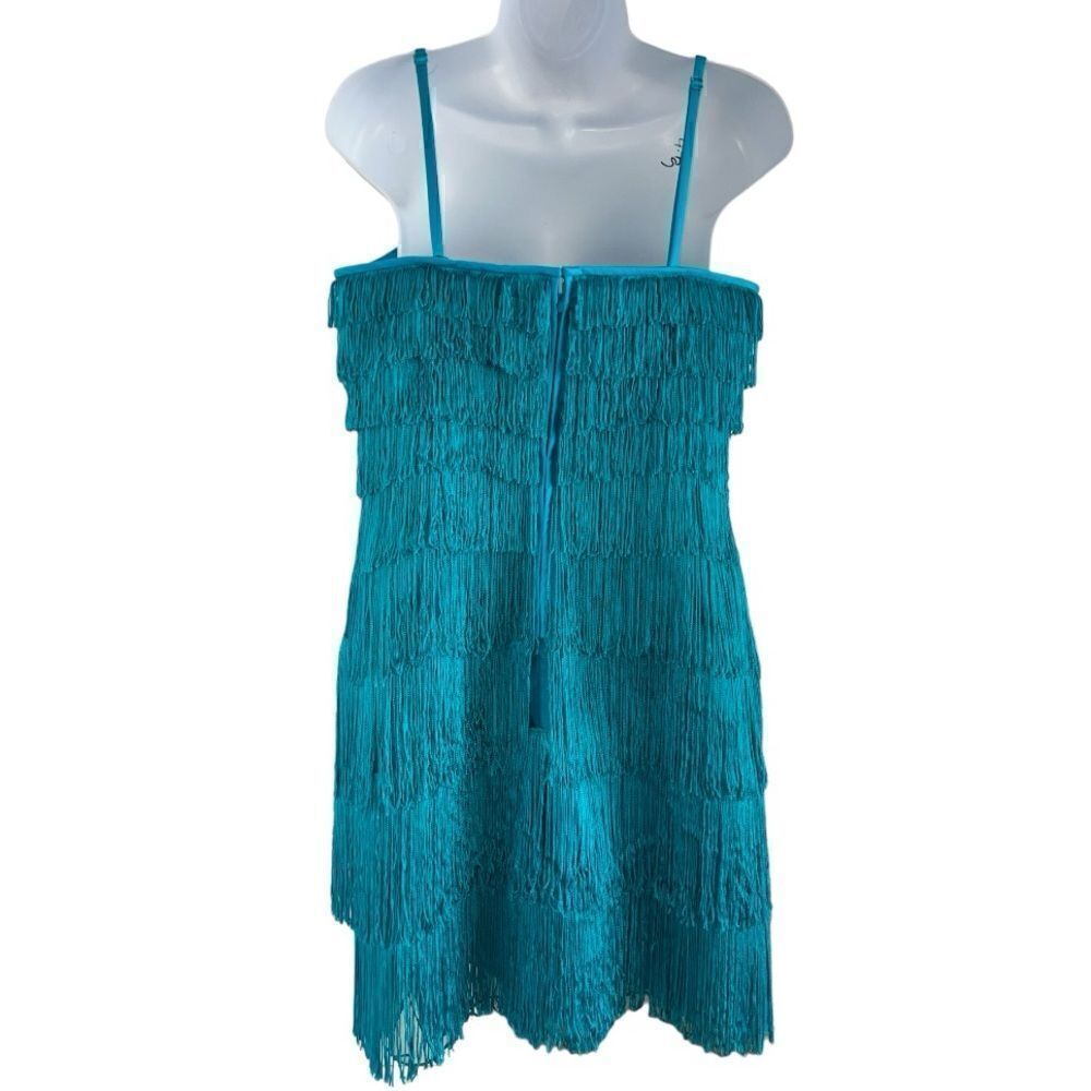 PHOEBE COUTURE Aqua Fringe MidiāDressāViaāNeimanāMarcusāSizeā12. - Picture 4 of 7